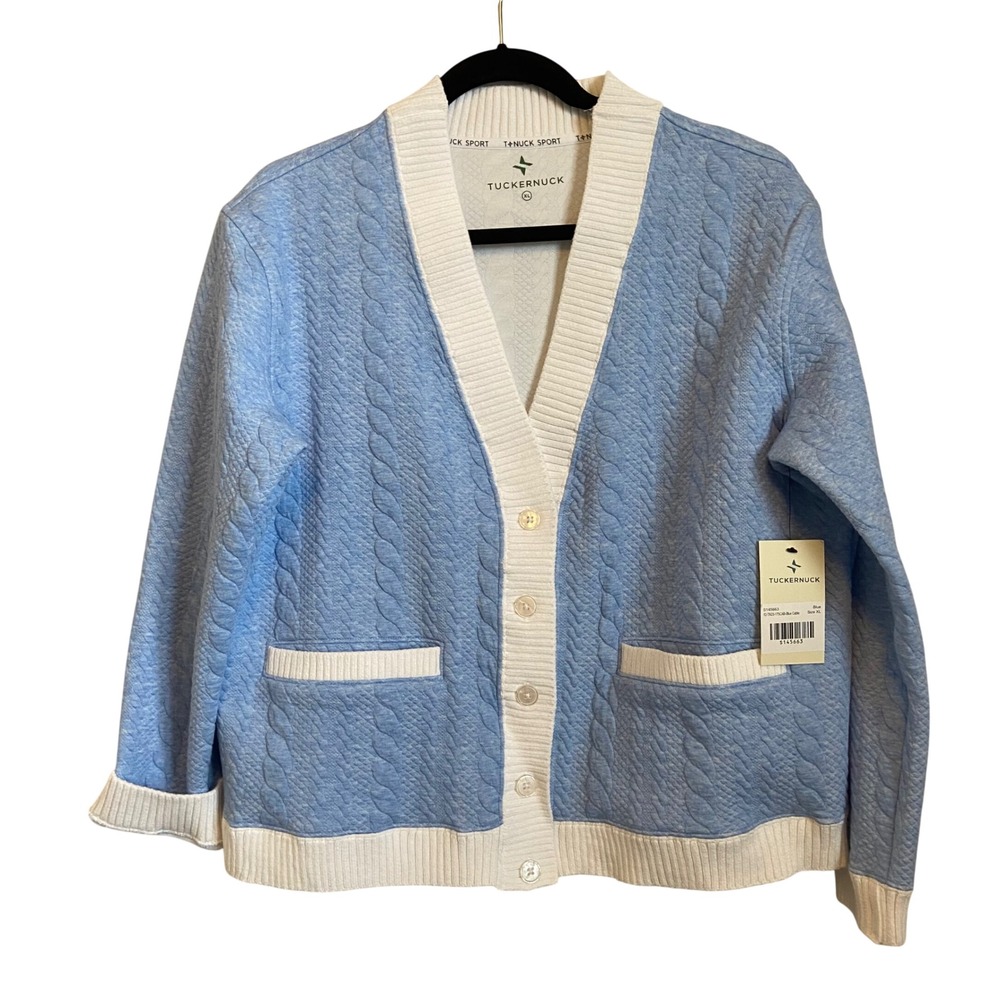 Tuckernuck Sport Blue Cable Charley Cardigan‎ Size XL Button Front NEW